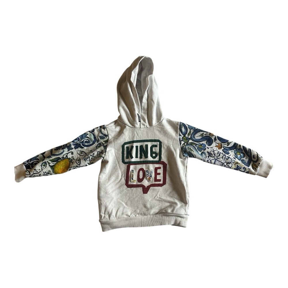 Dolce & Gabbana Kids Hoodie with Graphic and Patterned Sleeves
